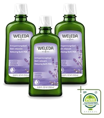 Image de 3 x Lait de bain relaxant à la lavande Weleda - 200 ml - Lot de 3
