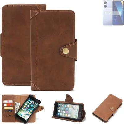 Produktbild von K-S-Trade Handyhülle kompatibel mit POCO C65 Schutz Hülle Walletcase Bookstyle Tasche Case Handytasche Wallet Flipcase Cover PolyurethanBraun (1x)