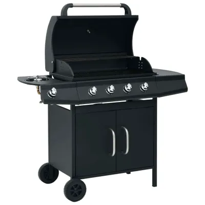 Image de Barbecue à gaz 4+1 zones de cuisson Noir Acier