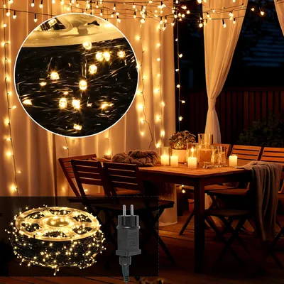 Image de Faziango 200M LED Guirlande lumineuse 1000LEDs 8 modes avec fonction de mémoire, Noël Fête Jardin Utilisation Effet d'étoile scintillante Décoration Blanc chaud