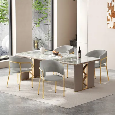 Produktbild von Esszimmerstühle - Stühle - Bambusstühle - Esszimmerstühle - Bürostühle - Set mit 4 Stück - Modern, Grau