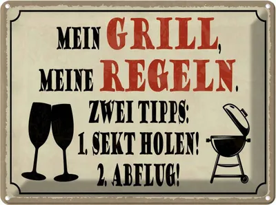Produktbild von vianmo Blechschild 30x40 cm mein Grill meine Regeln 2 Tipps Spruch Zitat
