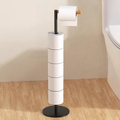 Immagine prodotto di Portarotolo da appoggio, nero, per 5-6 rotoli, bagno