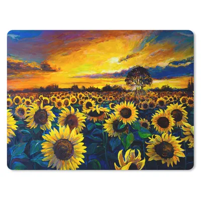 Produktbild von MuchoWow® Mauspad Mousepad Gemälde - Ölfarbe - Blumen - Sonnenblume 40x30 cm - Mousepads - Maus Mat - Pad - Mausunterlage - Anti Rutsch