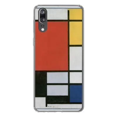 Produktbild von MuchoWow® Handyhülle Schutzhülle Hülle für Huawei P20 Komposition 2 in Rot Blau und Gelb - Piet Mondrian Silikon Softcase Handy Hülle - Hardcover