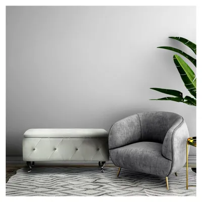 Produktbild von Gepolsterte Sitzbank mit Truhe Maribella Weiß Ottomane mit Stauraum B/H/T 96 x 46 x 46 cm