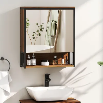 Image de Armoire miroir suspendue pour salle de bain - Armoire de salle de bain - Miroir avec armoire - Meuble mural - Rangement - Système de fermeture douce