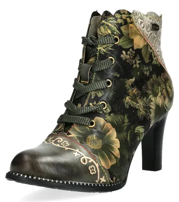 Produktbild von Laura Vita Damen Extravagante Stiefelette mit floralem Print Alcbaneo 427, Größe:39 EU, Farbe:Braun