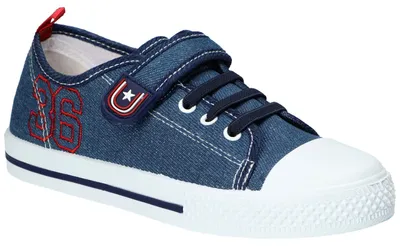 Produktbild von American Club TEN195, Kinder Sneaker Klettverschluss Leder-Einlegesohle weißer Boden, Navy/Rot 33