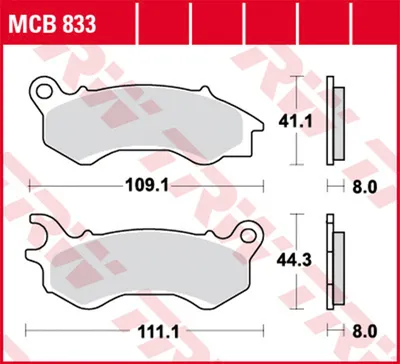 Image de TRW Jeu de plaquettes de frein EC MCB833EC PCX125 JF64 Django 125