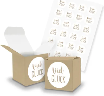 Produktbild von itenga SET Viel Glück (Motiv122) 24x Würfel 5cm braun + Sticker