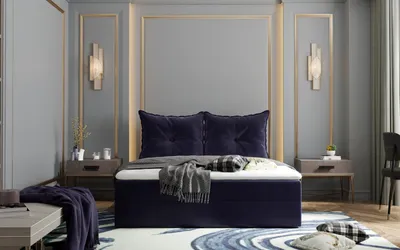 Obrázek produktu pro Boxspringová postel PINELOPI - 160x200, tmavě modrá