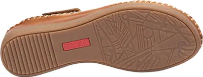 Produktbild von Pikolinos Damen Sandale Leder halboffen mit T-Riemen und Keilabsatz Cadaques W8K, Größe:37 EU, Farbe:Braun