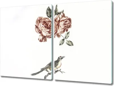 Produktbild von Coloray Hackbrett Küchenbrett Kochplattenabdeckung Schneidebrett Herdabdeckplatte 2x40x52 cm - Tiervogelblumen