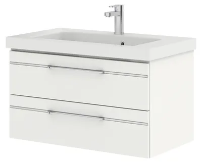 Produktbild von Pelipal Badmöbel-Set Balto Sprint BxHxT 92,5 x 48 x 49 cm Frontfarbe weiß mit Waschtisch Mineralmarmor SET-014-004