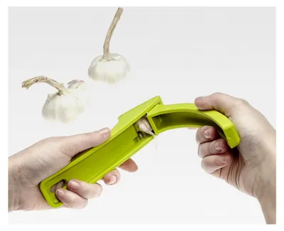 Produktbild von Knoblauchpresse aus Kunststoff, modernes Design, effektiver Knoblauchzerkleinerer, spülmaschinenfest (Grün)