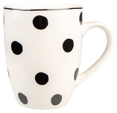 Produktbild von Clayre & Eef Tasse 350 ml Weiß Schwarz Porzellan Punkte