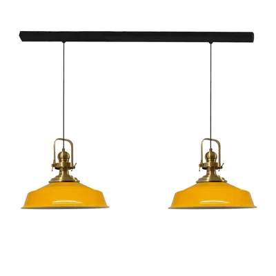 Produktbild von Pendelleuchte Asletl Hängelampe aus Metall 2 Flammige, E27, Gelb Vintage Lampe
