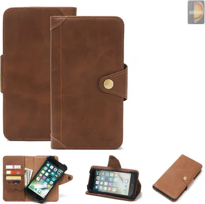 Produktbild von K-S-Trade Handyhülle kompatibel mit Samsung Galaxy XCover7 Schutz Hülle Walletcase Bookstyle Tasche Case Handytasche Wallet Flipcase Cover PolyurethanBraun