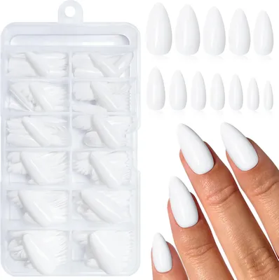 Produktbild von Künstliche Nägel, weiß, mandelförmig, 240 Stück, mittlere Größe, für Maniküre
