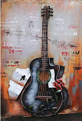 Produktbild von 3D-Metallbild - Motiv: Gitarre - 90 x 60cm