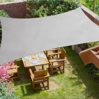 Obrázek produktu pro Sluneční plachta 3x4m, Voděodolná a UV ochrana, Zesílená oxfordská tkanina 420D – Dokonalé stinné útočiště na balkon, zahradu a terasu, Šedá