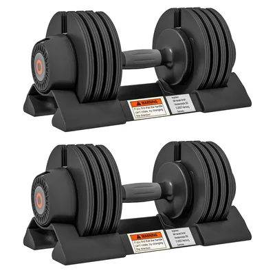 Image de SPORTNOW, ensemble de haltères pour salle de sport, poids 3,5/6/8/10 kg, avec base de rangement, couleur noire