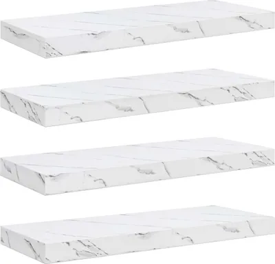 Produktbild von vidaXL Wandregal 4 pcs Weiß Marmor 60 x 23 x 4 cm Holzwerkstoff