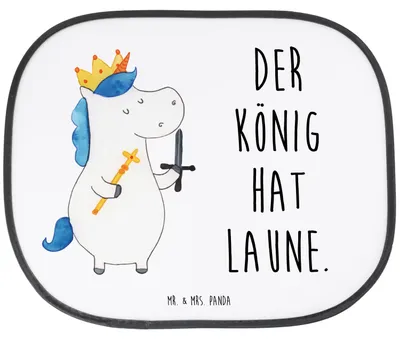 Produktbild von Mr. & Mrs. Panda Sonnenschutz Auto Einhorn König mit Schwert - Weiß - Geschenk, Sonnenblende, Einhörner, autofenster, Autoscheibe, Unicorn, Mittelalter, Ritter, Fürs