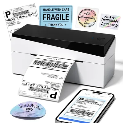 Produktbild von Versandetikettendrucker Versandlabeldrucker Etikettendrucker - Bluetooth - Thermodruck - 203 DPI - 150 mm/s