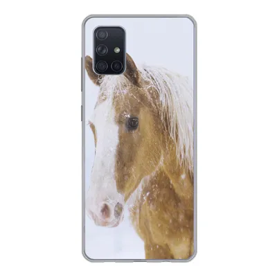 Produktbild von MuchoWow® Handyhülle Schutzhülle Hülle für Samsung Galaxy A71 Pferd - Schnee - Winter Silikon Softcase Handy Hülle - Kartenbesitzer