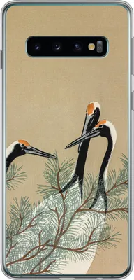 Produktbild von MuchoWow® Handyhülle Schutzhülle Hülle für Telefoonhoesje Samsung Galaxy S10 Blätter - Kranich - Tiere - Skandinavisch - Japan Silikon Softcase Handy Hülle - Handytasche