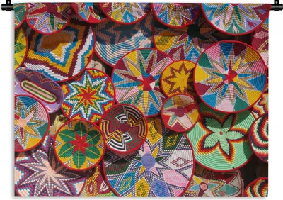 Produktbild von MuchoWow® Wandteppich Wandbehang Kreis - Muster - Farben 150x112.50 cm Tapisserie Dekoration Wandtuch - Wanddecke - Wandteppiche