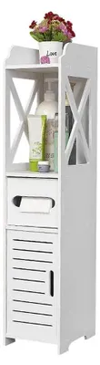 Immagine prodotto di Mobile da bagno - Scaffale angolare stretto - 20 x 20 x 75 cm - Plastica - Soluzione salvaspazio - Bianco