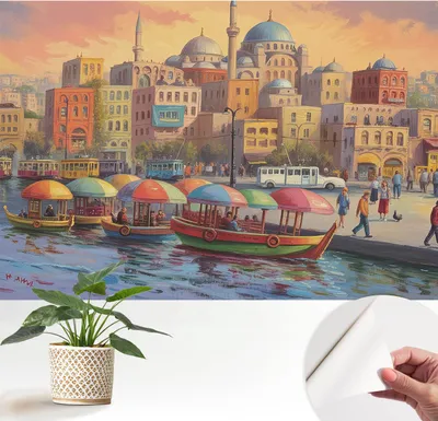 Produktbild von Fototapete selbstklebend - 152x104 cm - Tapete - Wandtapete - Wandbilder - Klebefolie - Dekofolie - Tapete Folie - Wand - Dekoration - Wohnzimmer - Stadtküste
