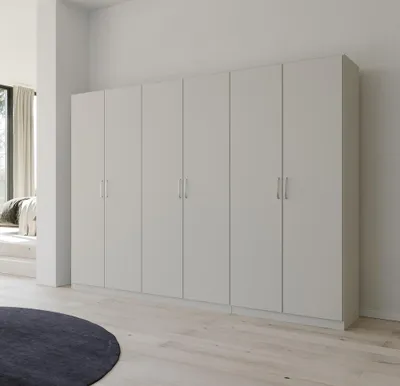Produktbild von Kleiderschrank Drehtürenschrank Quadra-Spin | 6-türig | seidengrau | 271x210 | Griff Pure