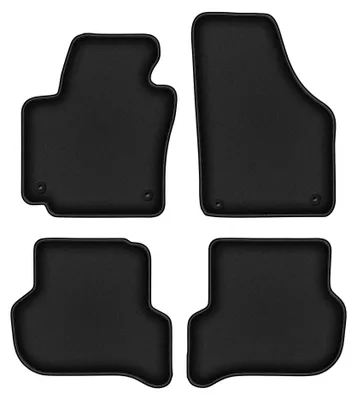 Image de Tapis de sol en moquette pour Volkswagen Golf Plus 2005-2014 (monospace) – jeu 4 pièces, noirs, sur mesure – Wielganizator DURBAN