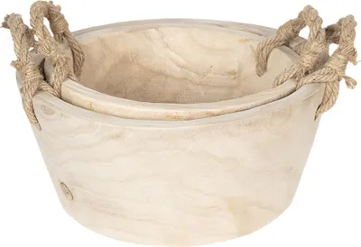 Immagine prodotto di Cestino portaoggetti Clayre & Eef set di 2 Ø 36 / Ø 29 cm Legno beige