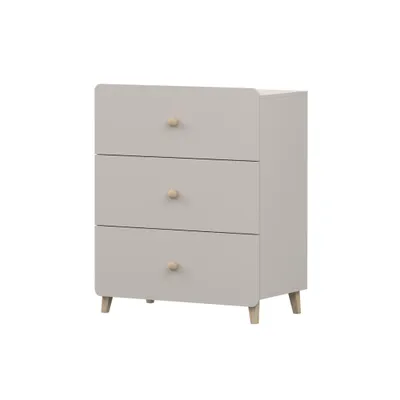 Obrázek produktu pro Komoda MARIO 3S, dětský pokoj, příborník 80 cm, barva kašmír/kašmír, tři zásuvky, dřevěné úchytky