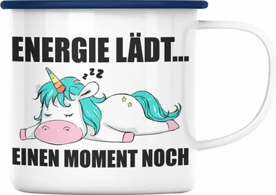 Produktbild von Trendation - Einhorn Emaille Tasse mit Spruch Geschenk Arbeitskollege Kollege Emaille Emaille Tasse Frauen (Blau)