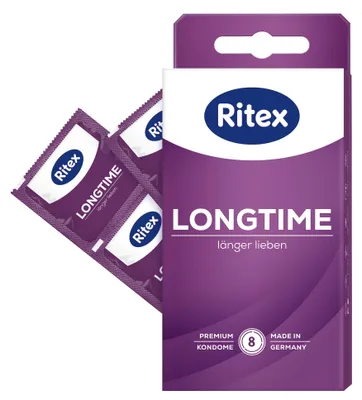 Produktbild von Ritex Longtime Kondome - 8er Packung - mit Doppel-Ring - für langanhaltende, intime Momente - Vegan