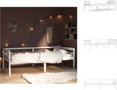 Image de vidaXL Lit en bois massif pin blanc 90x200 cm - Lits & sommiers