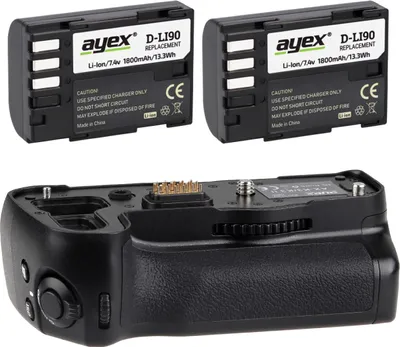 Produktbild von Batteriegriff Set für Pentax K3 K3II wie D-BG5 + 2x D-Li90 Akku