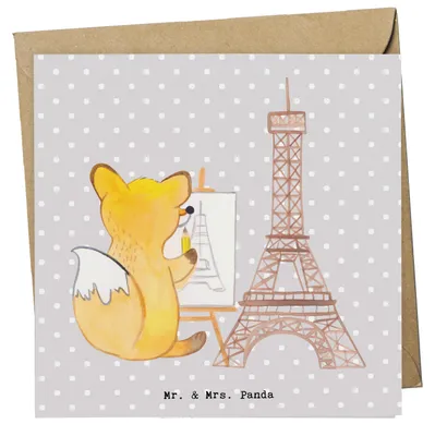 Produktbild von Mr. & Mrs. Panda Grußkarte Fuchs Urban sketching - Grau Pastell - Geschenk, faltkarte, Klappkarte, Malen, Zeichenschule, Glückwunschkarte, Künstler, Zeichnen, anlasskarte