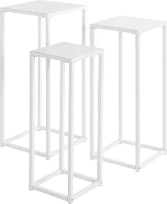 Produktbild von HAKU Blumenständer Beistelltisch 3er Set weiß - Metall, B/H/T: 22/26/30x61/66/71x22/26/30 cm
