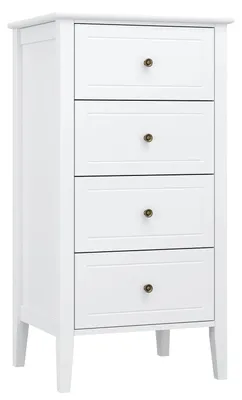 Image de Commode - Commode de chambre à coucher à 4 tiroirs - Bois - Design moderne - 50 x 40 x 95 cm - Blanc