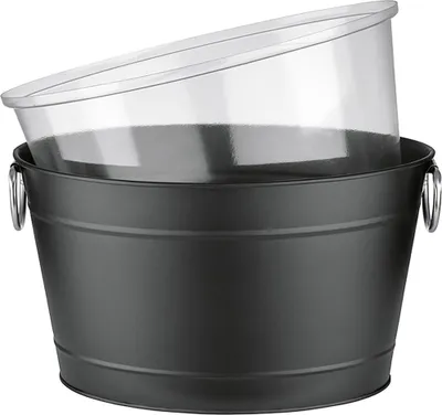 Obrázek produktu pro Plechový zásobník na nápoje z pozinkovaného kovu v černé barvě včetně vložky z PVC Objem: 11 litrů ŠxHxV: 40 x 28 x 22 cm