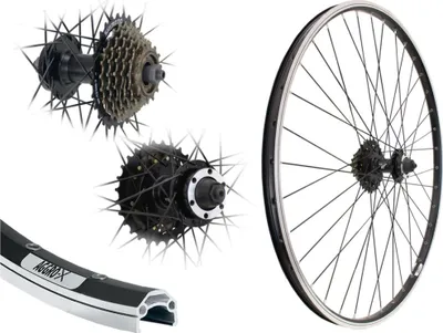 Produktbild von 28 Zoll Hinterrad Laufrad schwarz Felge Hohlkammerfelge 7 fach Shimano Zahnkranz