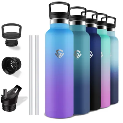 Produktbild von Isolierte Wasserflasche - 1L Flasche mit Filter und Strohhalm