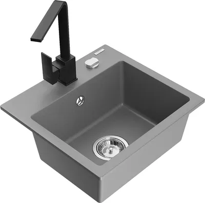 Produktbild von Mexen Milo 1-Becken-Granit-Spüle mit Mischbatterie Rita, Grau - 6505-71-670300-70